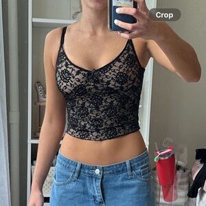 Black lace going out tank top